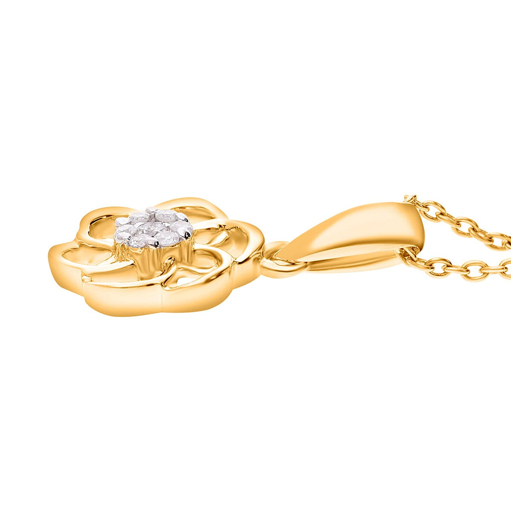 9K Yellow Gold Diamond Floral Pendant