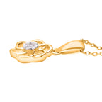 9K Yellow Gold Diamond Floral Pendant