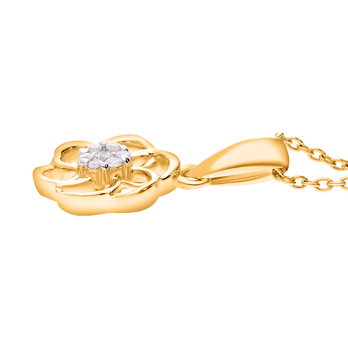 9K Yellow Gold Diamond Floral Pendant 7631320 2