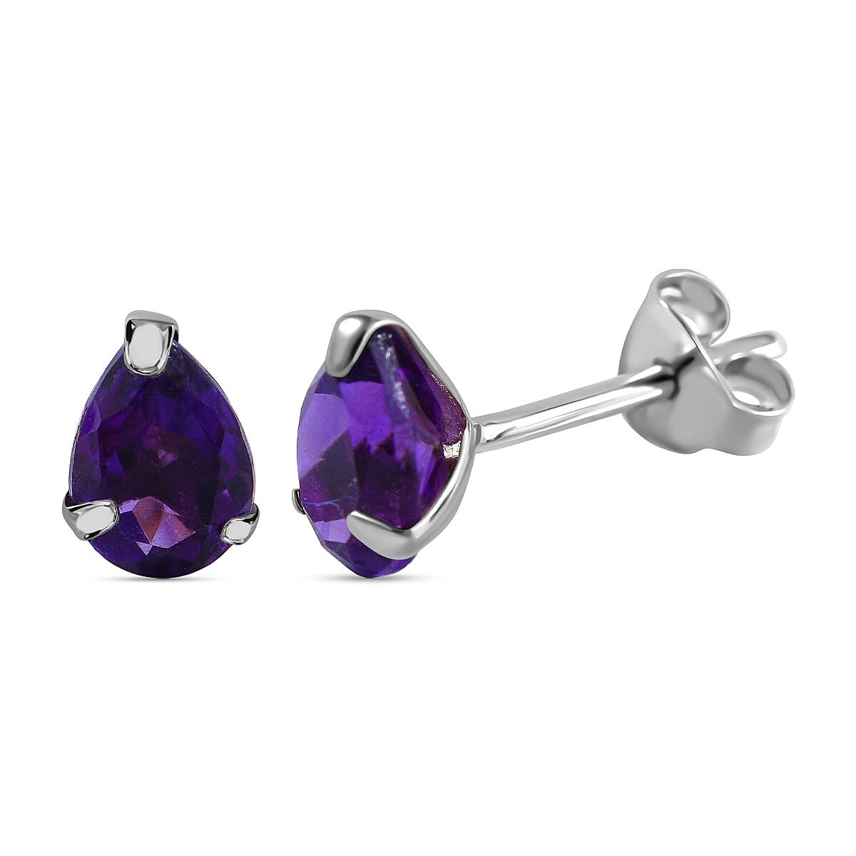 9K White Gold Lusaka Amethyst Stud Earrings 1.40 Ct 7631407 0