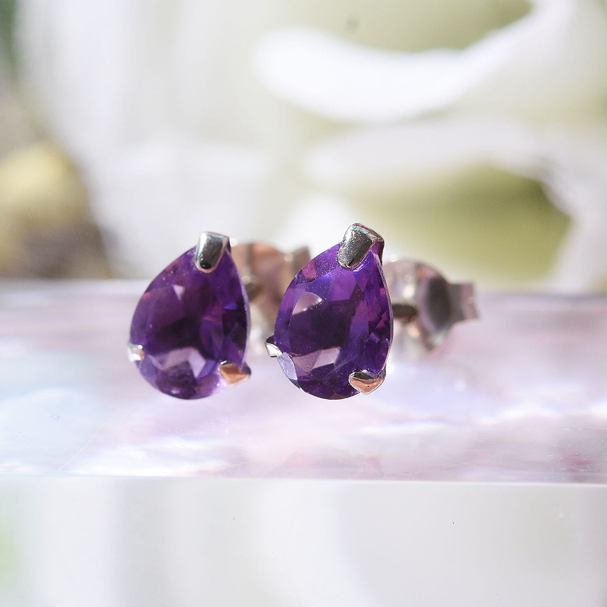 9K White Gold Lusaka Amethyst Stud Earrings 1.40 Ct 7631407 2