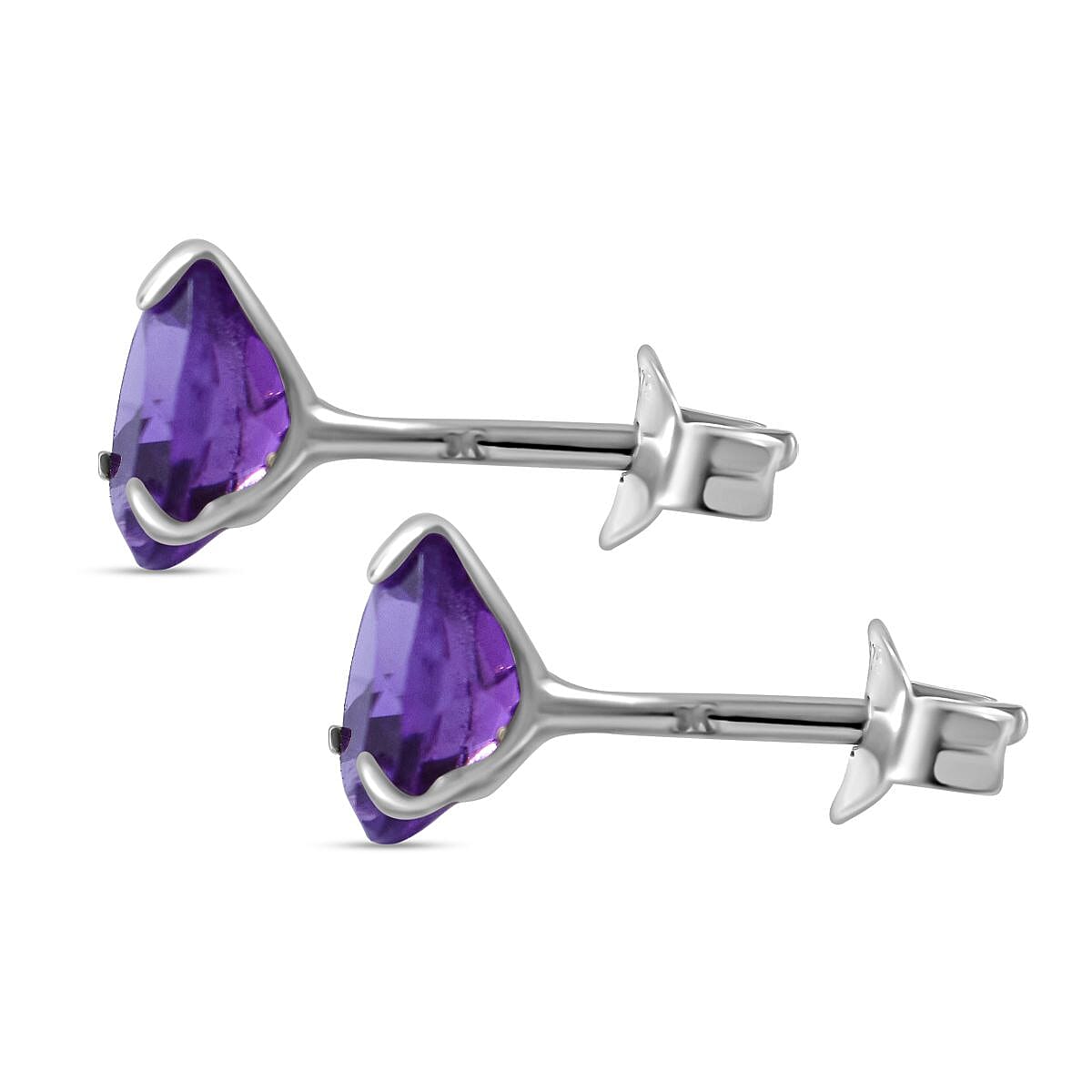 9K White Gold Lusaka Amethyst Stud Earrings 1.40 Ct 7631407 4