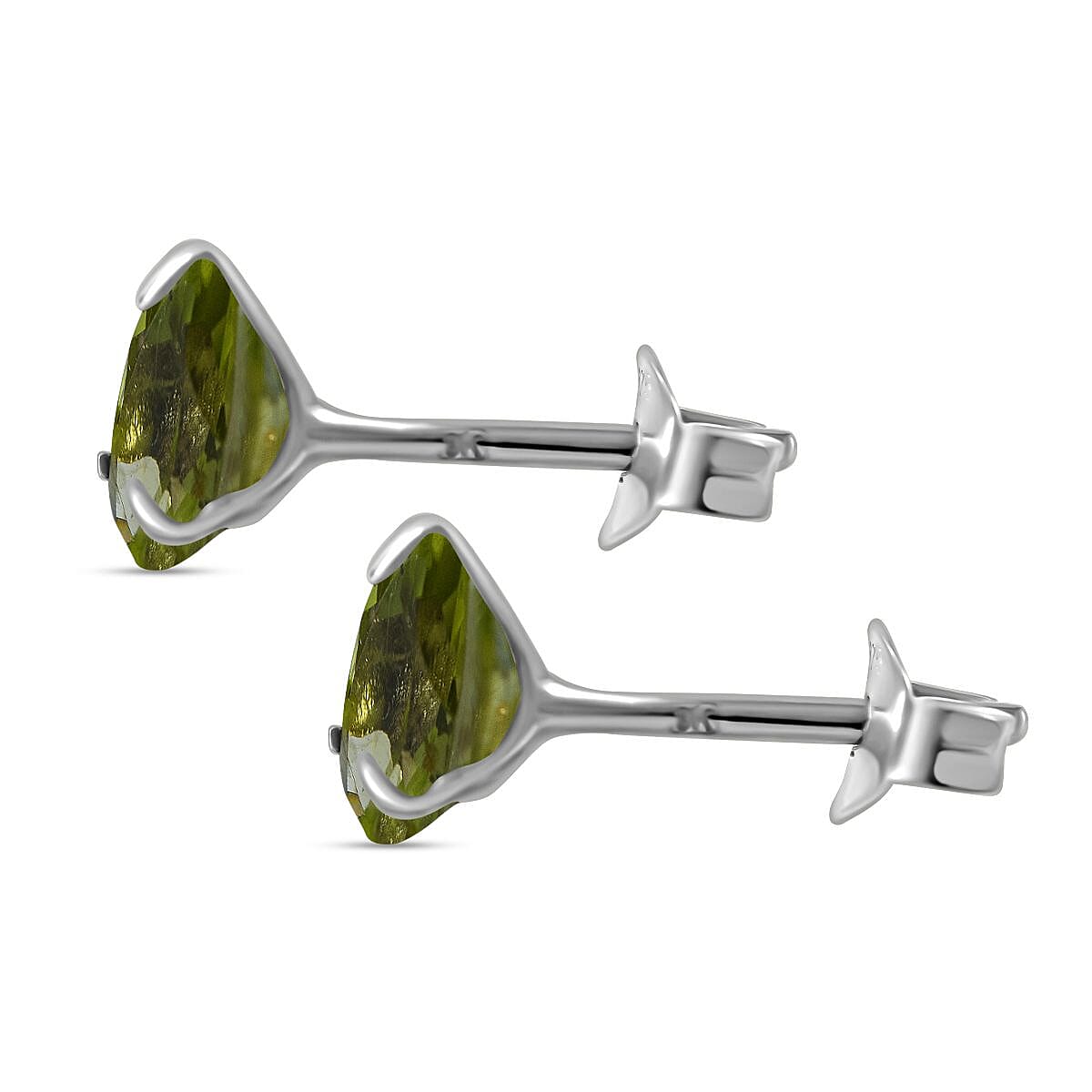 9K White Gold Hebei Peridot Stud Earrings 1.48 Ct 7631424 3