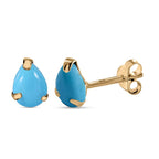 9K Yellow Gold  Arizona Sleeping Beauty Turquoise Stud Earring 1.36 Ct