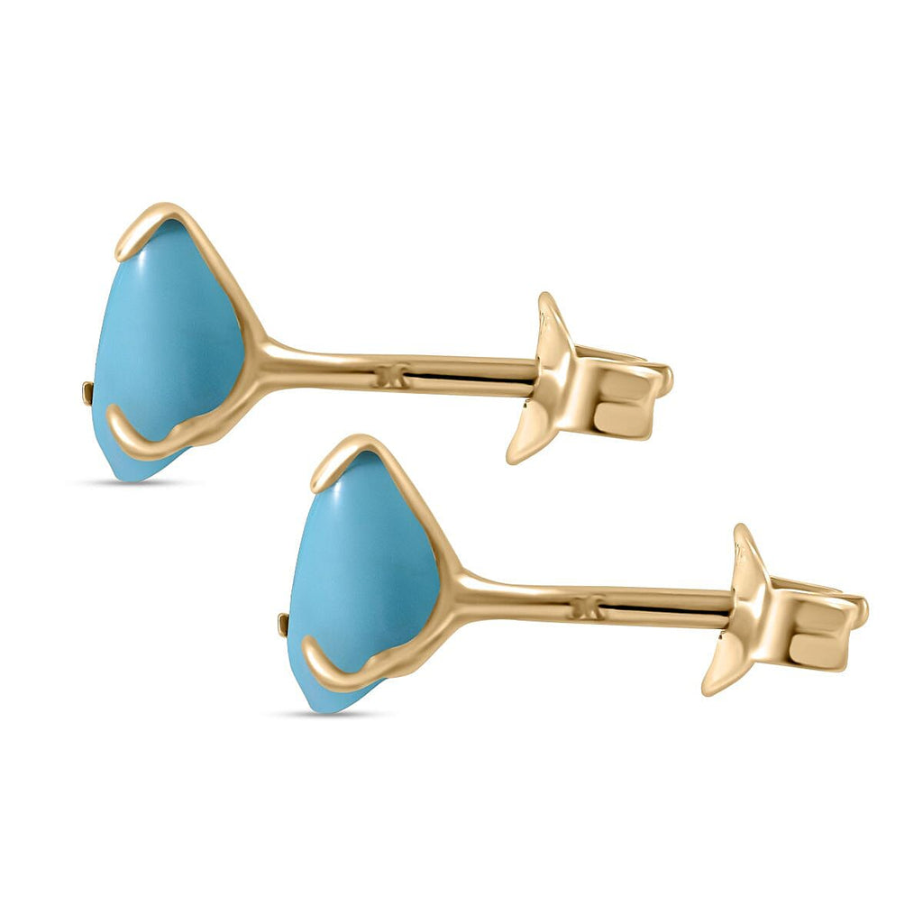 9K Yellow Gold  Arizona Sleeping Beauty Turquoise Stud Earring 1.36 Ct