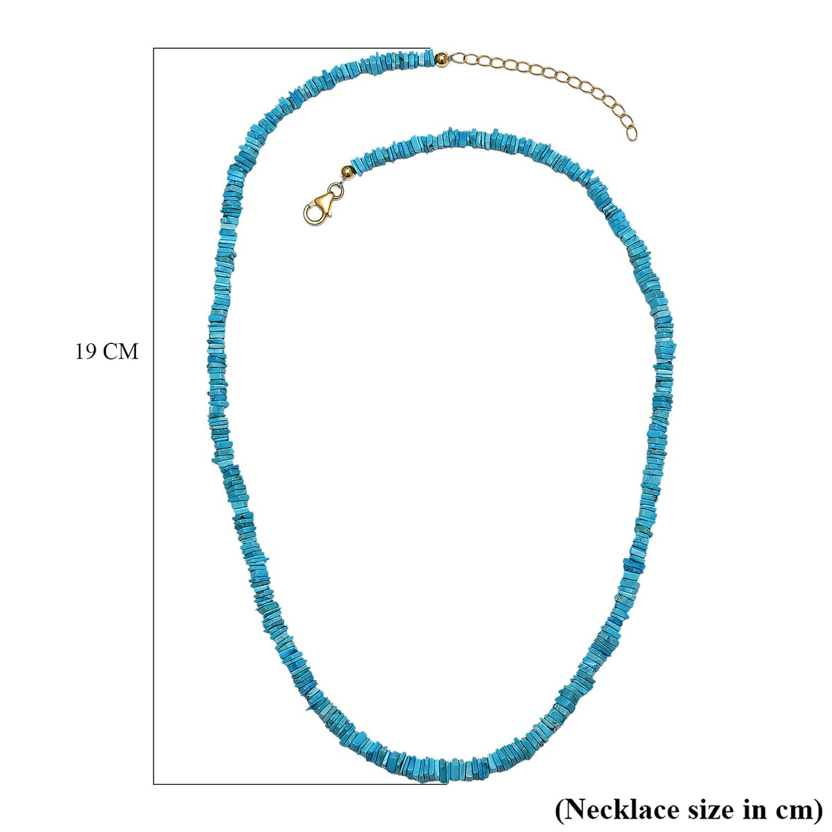 Turquoise Beads Necklace (Size - 20) in 18K Yellow Gold Vermeil plating Sterling Silver 93.00 ct 93.000 Ct. 7632031 4
