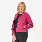 Tamsy Women Strech Twill Trucker Jacket (Size 14) - Pink
