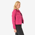 Tamsy Women Strech Twill Trucker Jacket (Size 14) - Pink