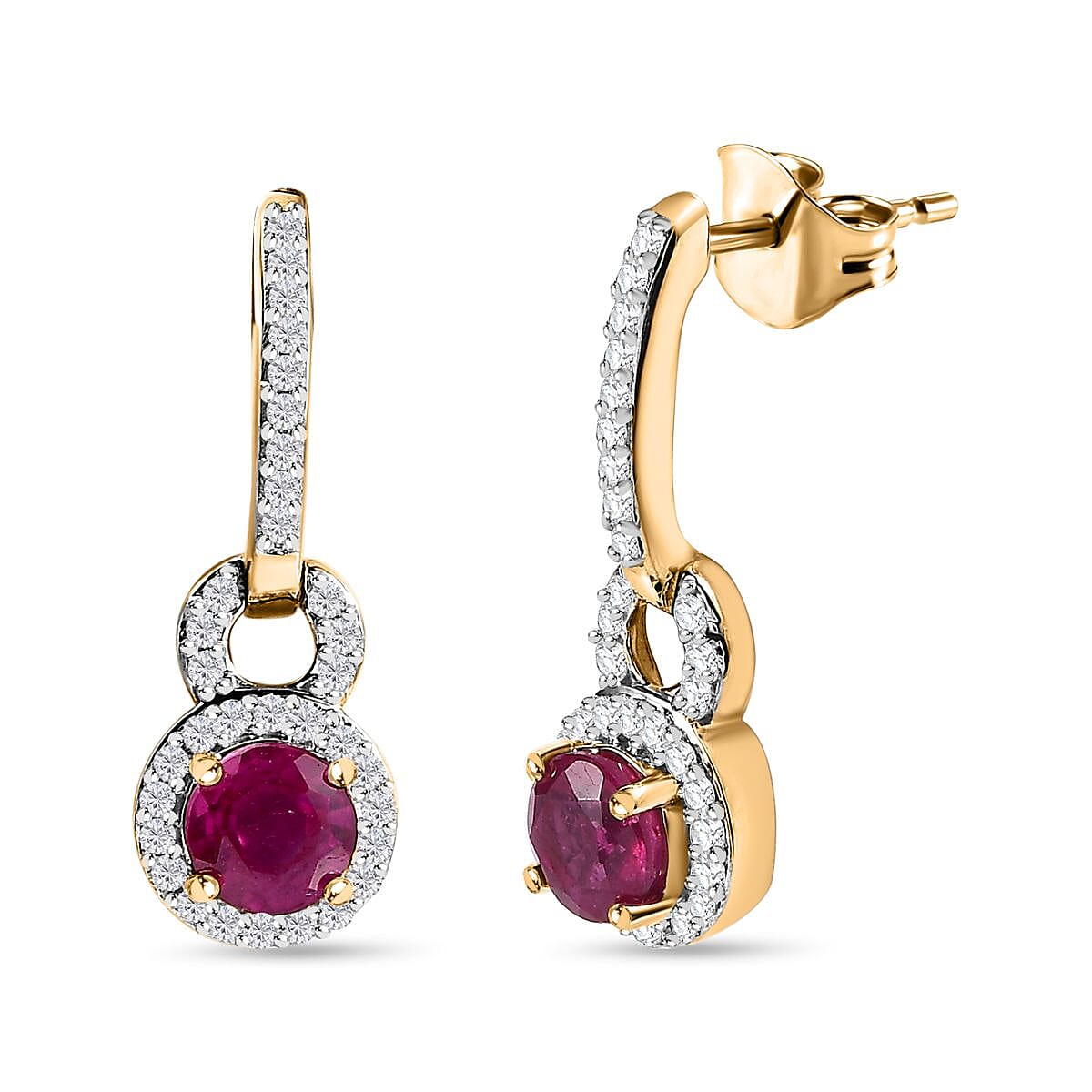 9K Yellow Gold African Ruby &amp; Moissanite Earrings 1.82 Ct. 7632606 0