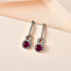 9K Yellow Gold African Ruby & Moissanite Earrings 1.82 Ct.
