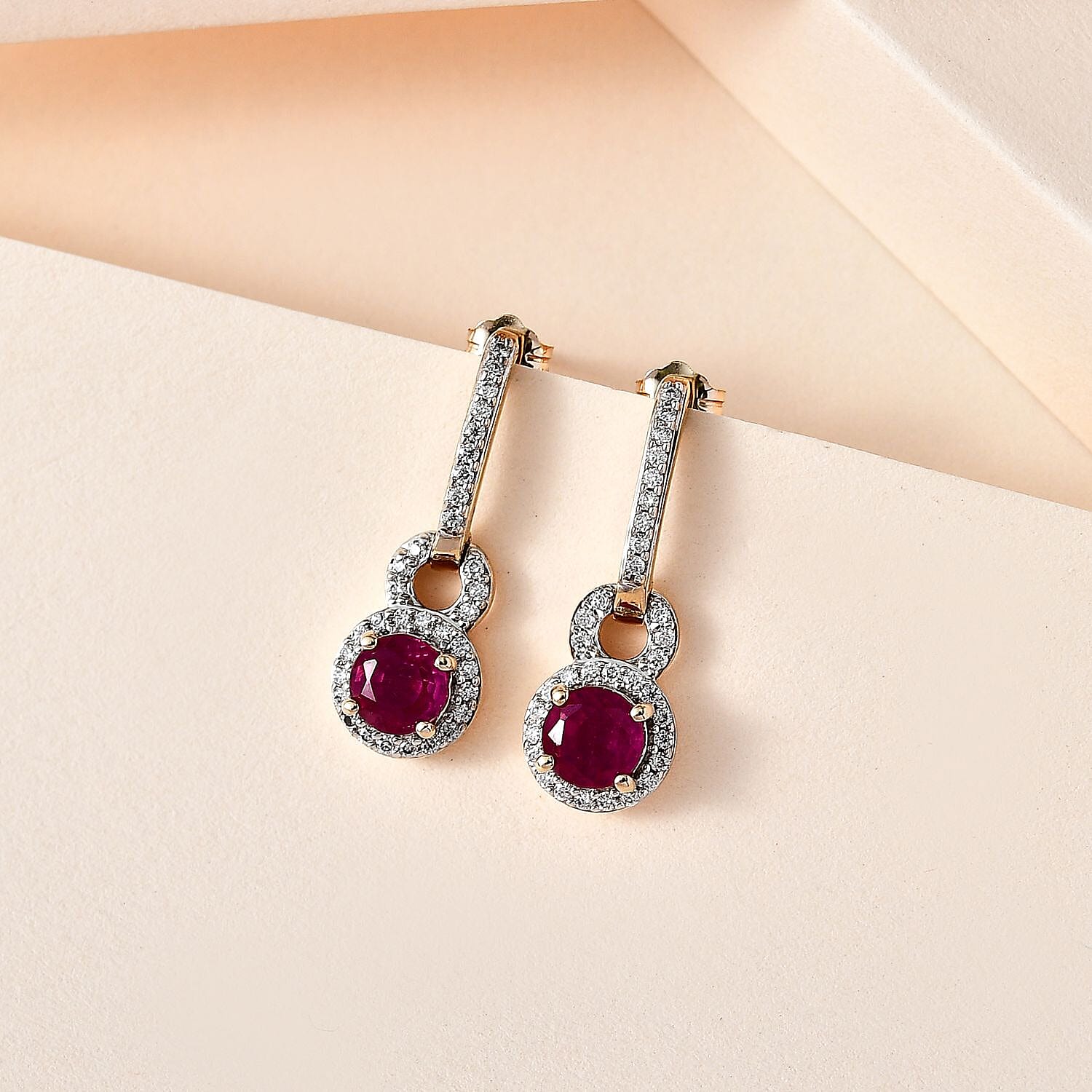 9K Yellow Gold African Ruby &amp; Moissanite Earrings 1.82 Ct. 7632606 1