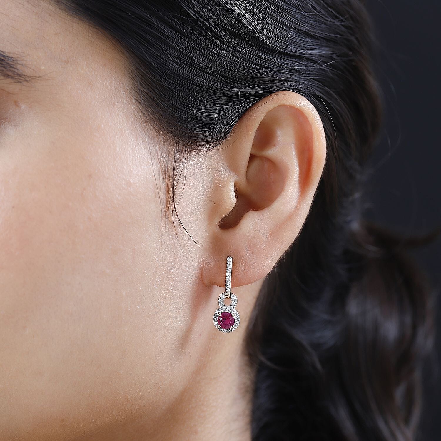 9K Yellow Gold African Ruby &amp; Moissanite Earrings 1.82 Ct. 7632606 2