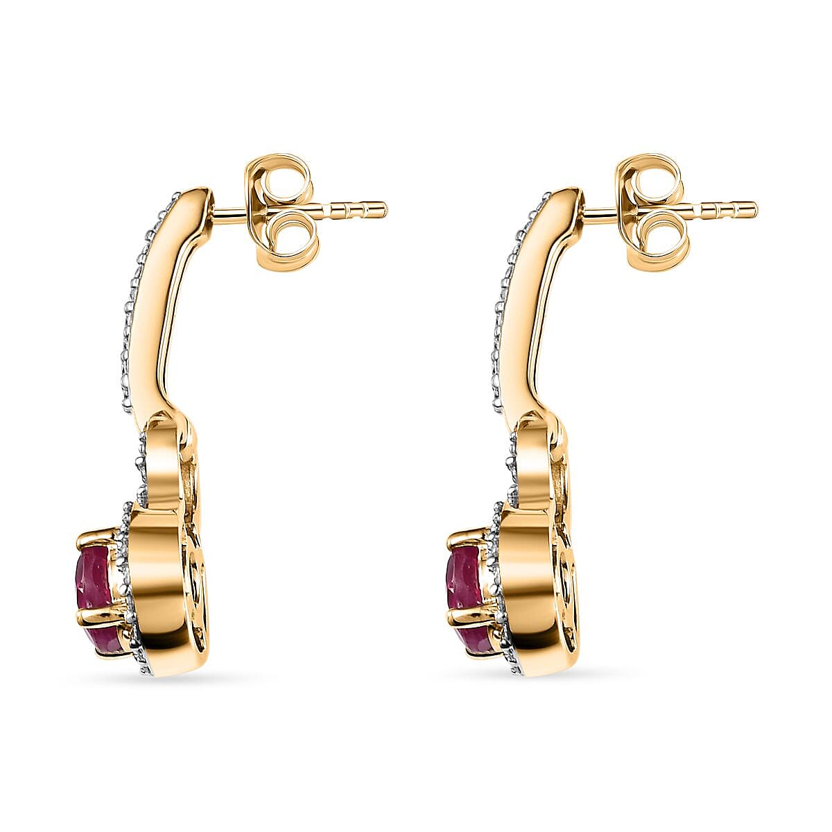 9K Yellow Gold African Ruby &amp; Moissanite Earrings 1.82 Ct. 7632606 3