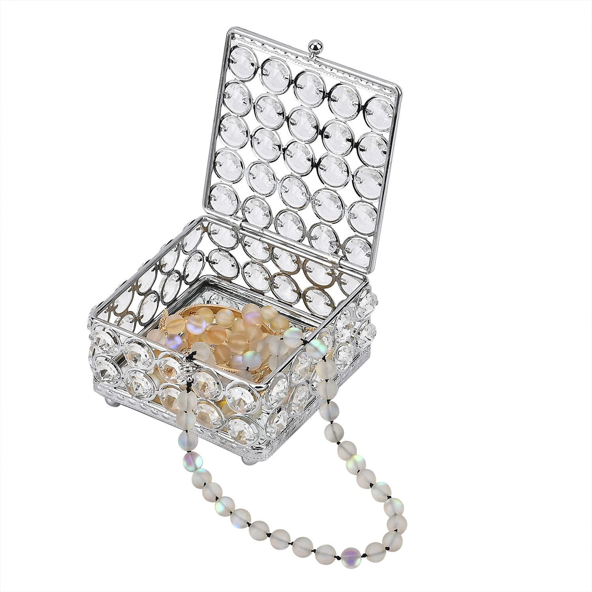 Square Crystal Studded Trinket Box (Size 10x10x9 cm) - Silver V32521816 0