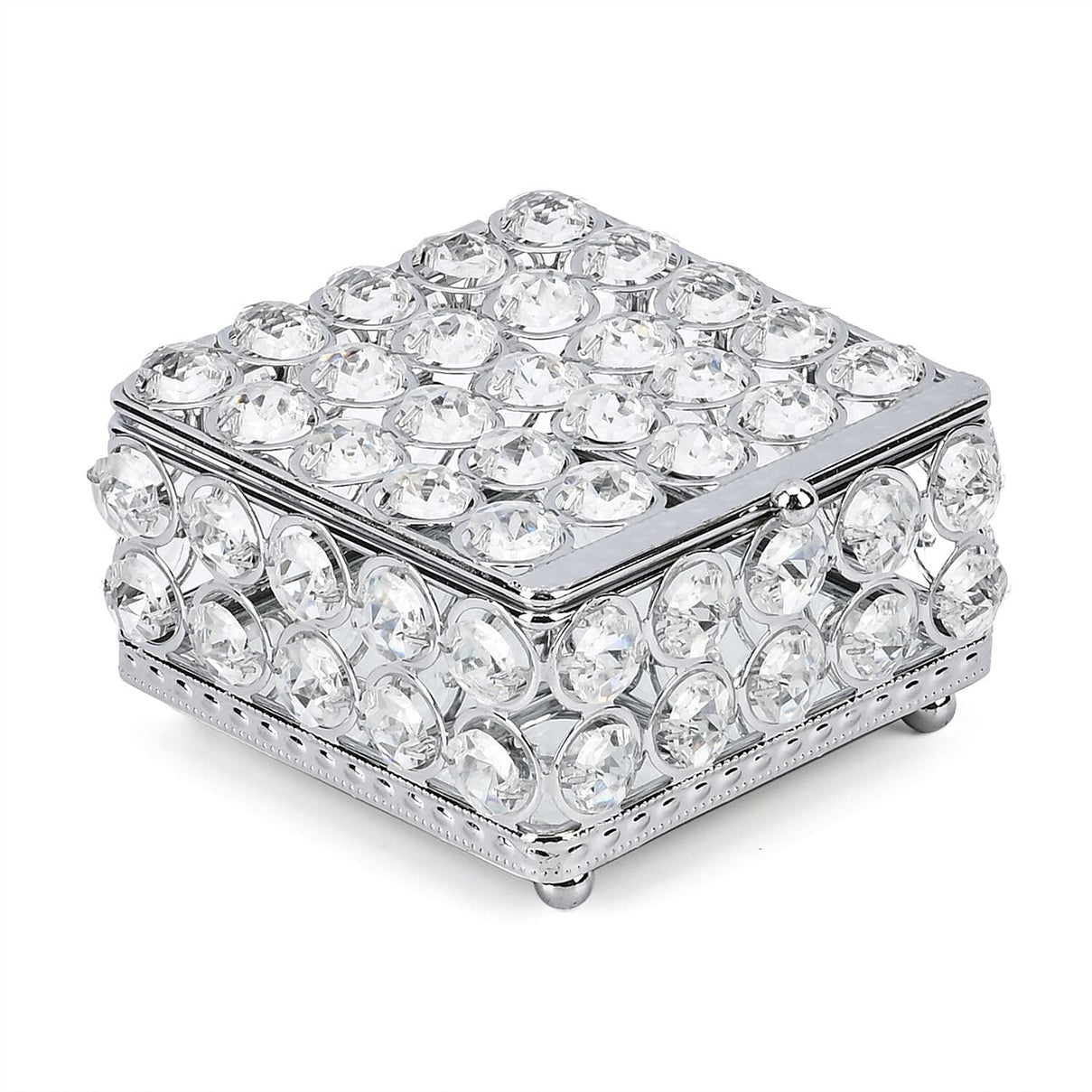 Square Crystal Studded Trinket Box (Size 10x10x9 cm) - Silver V32521816 3