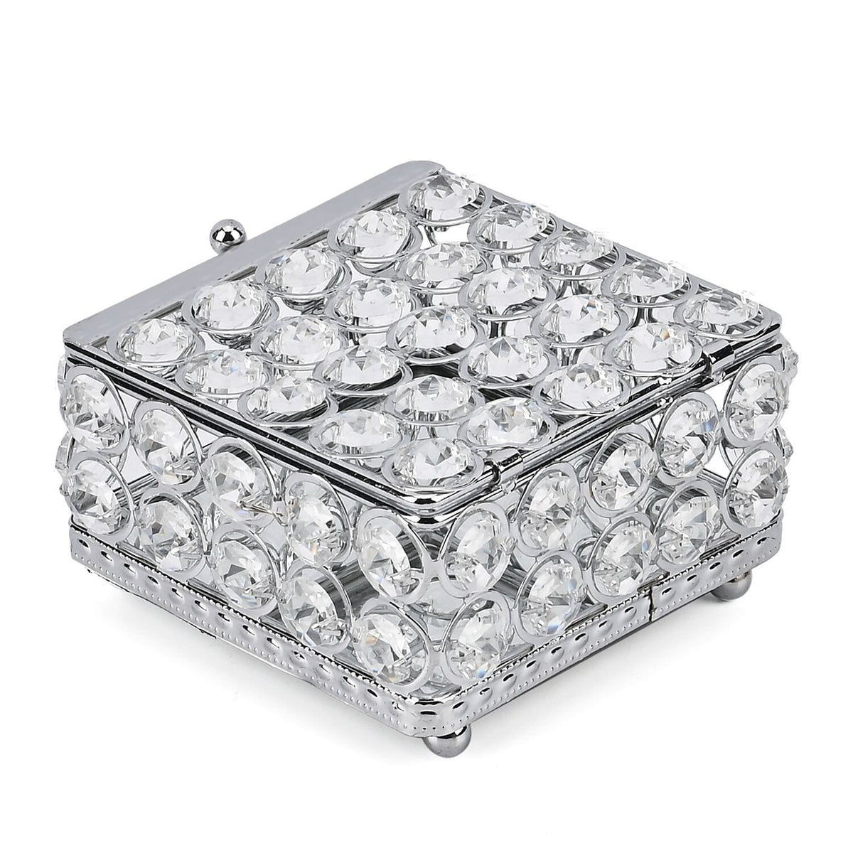 Square Crystal Studded Trinket Box (Size 10x10x9 cm) - Silver V32521816 4