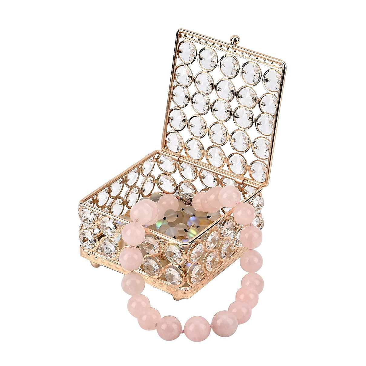 Square Crystal Studded Trinket Box (Size 10x10x9 cm) - Gold V32520296 0