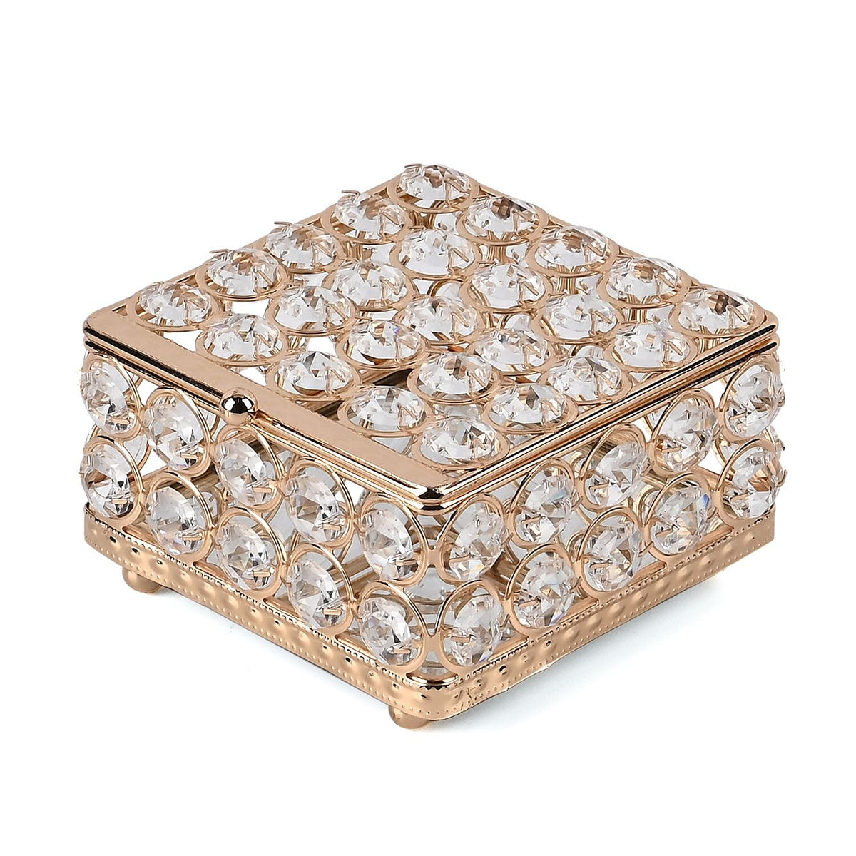 Square Crystal Studded Trinket Box (Size 10x10x9 cm) - Gold V32520296 3