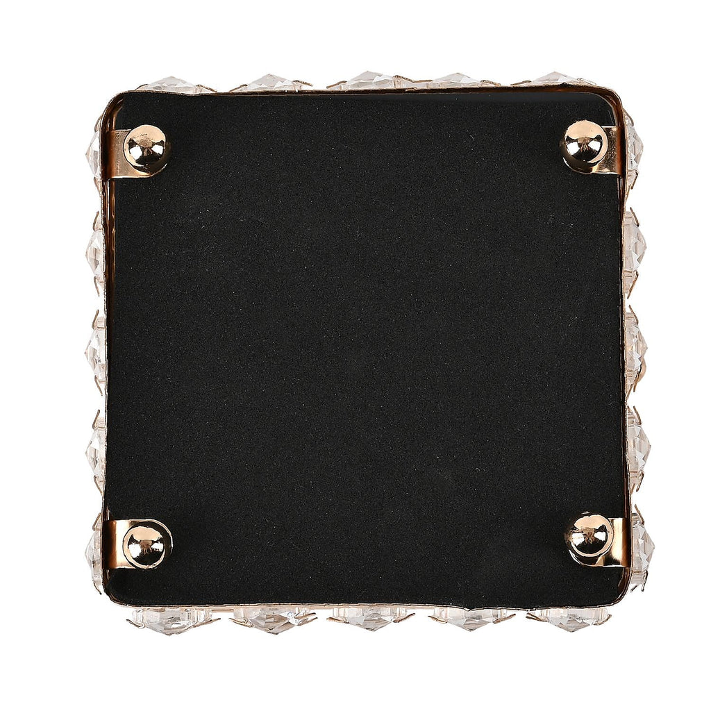 Square Crystal Studded Trinket Box (Size 10x10x9 cm) - Gold