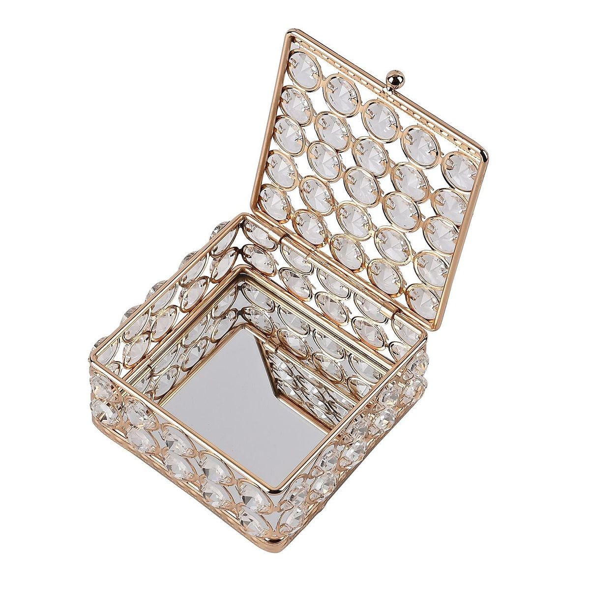 Square Crystal Studded Trinket Box (Size 10x10x9 cm) - Gold V32520296 6