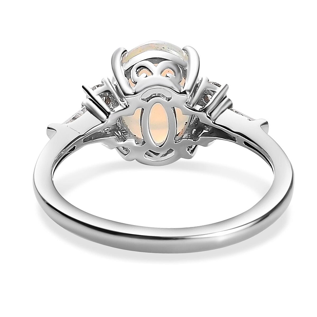 9K White Gold  Ethiopian Welo Opal, Moissanite Ring 1.50 ct,  Gold Wt. 2.2 Gms 7632710 5