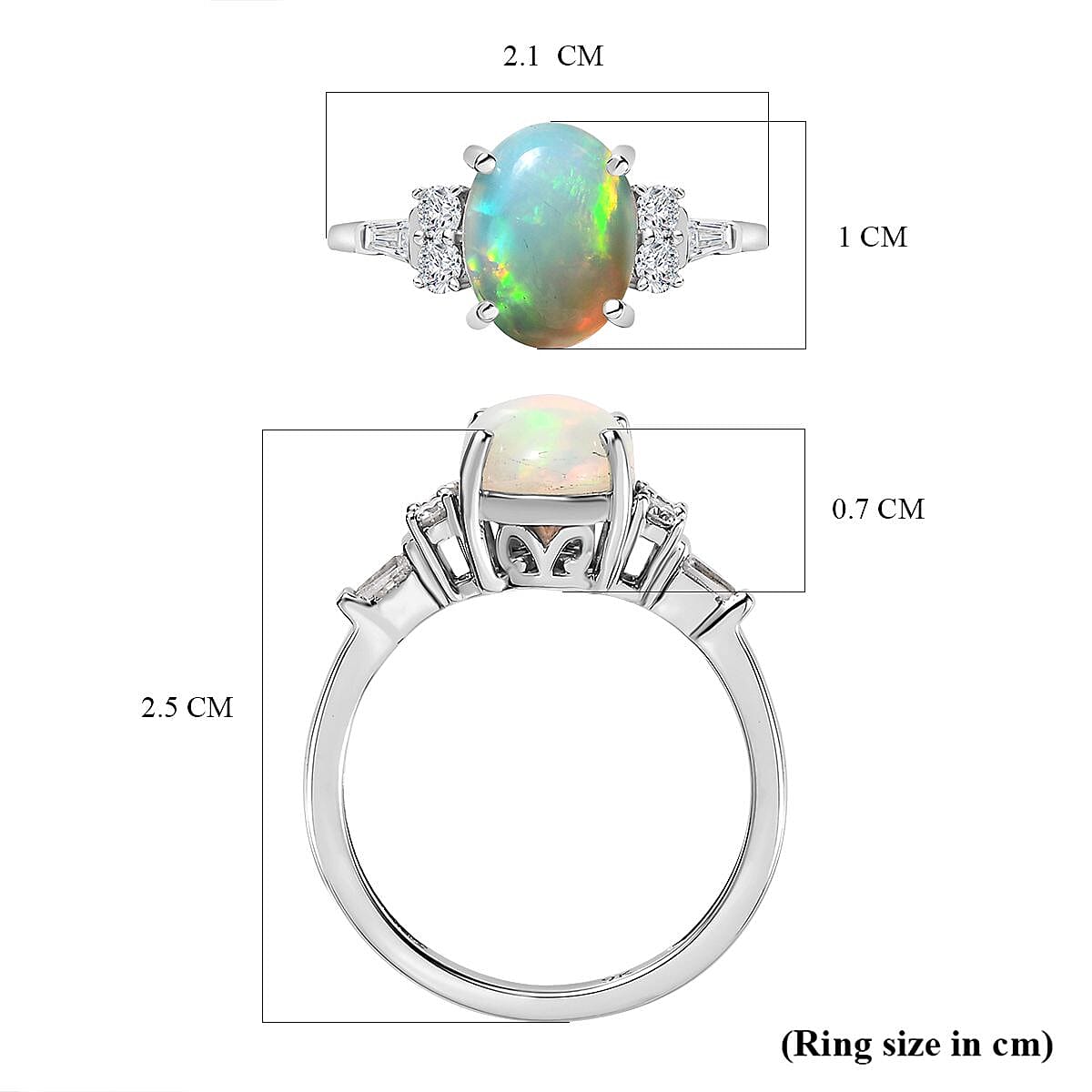 9K White Gold  Ethiopian Welo Opal, Moissanite Ring 1.50 ct,  Gold Wt. 2.2 Gms 7632710 6