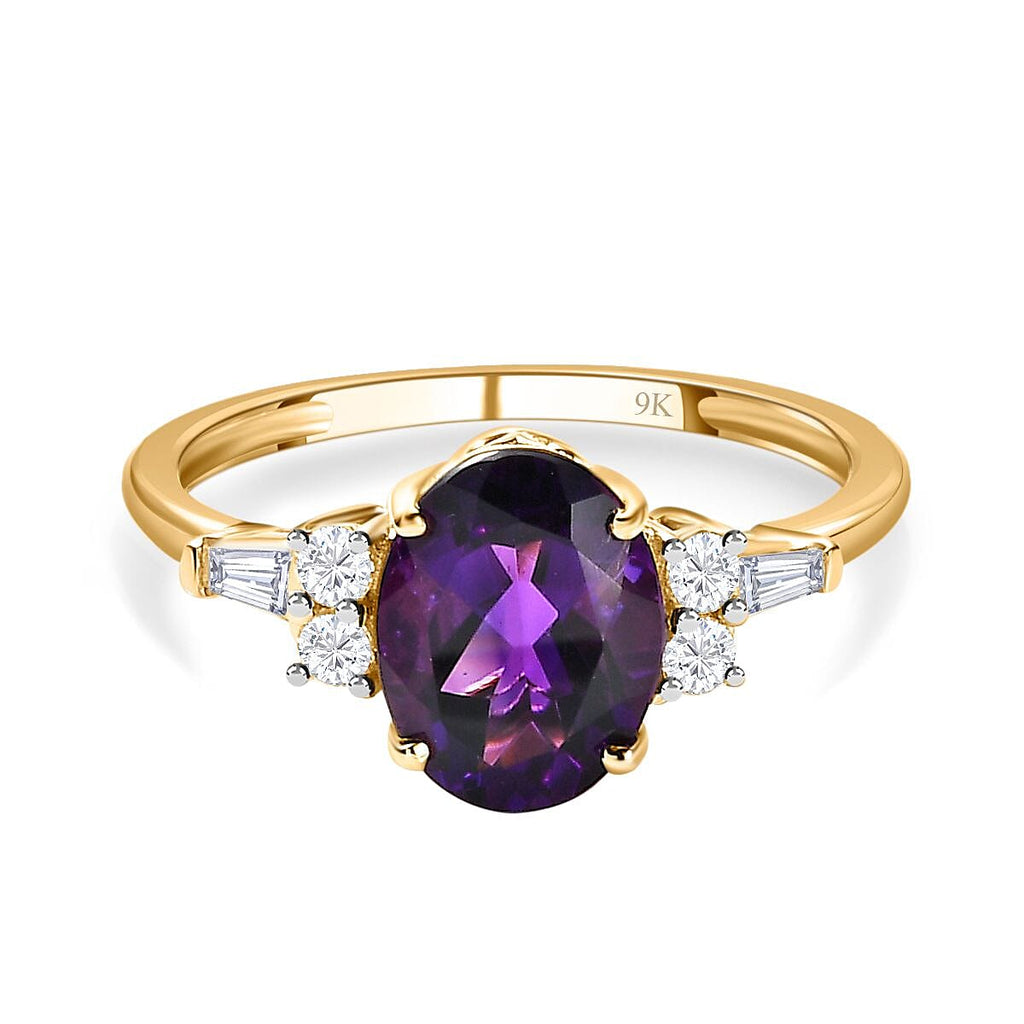 9K Yellow Gold Moroccan Amethyst Ring 2.03 Ct