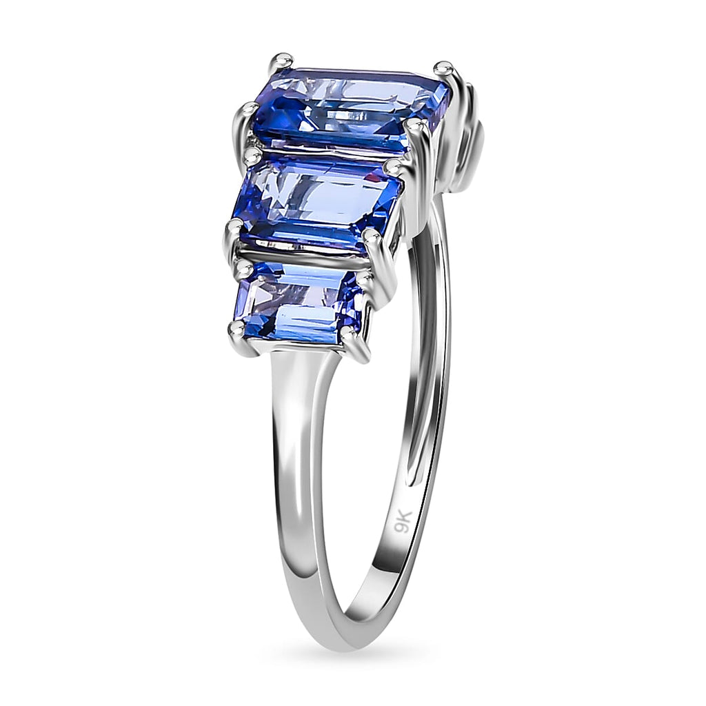 9K White Gold Tanzanite 5 Stone Ring 2.73 Ct.