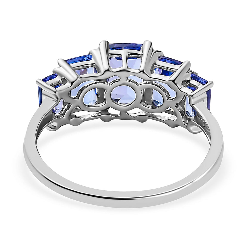 9K White Gold Tanzanite 5 Stone Ring 2.73 Ct.