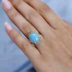 9K Yellow Gold Arizona Sleeping Beauty Turquoise & Tsavorite Garnet Ring 5.06 Ct.