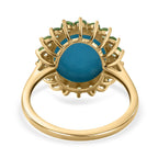 9K Yellow Gold Arizona Sleeping Beauty Turquoise & Tsavorite Garnet Ring 5.06 Ct.