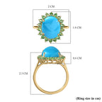 9K Yellow Gold Arizona Sleeping Beauty Turquoise & Tsavorite Garnet Ring 5.06 Ct.