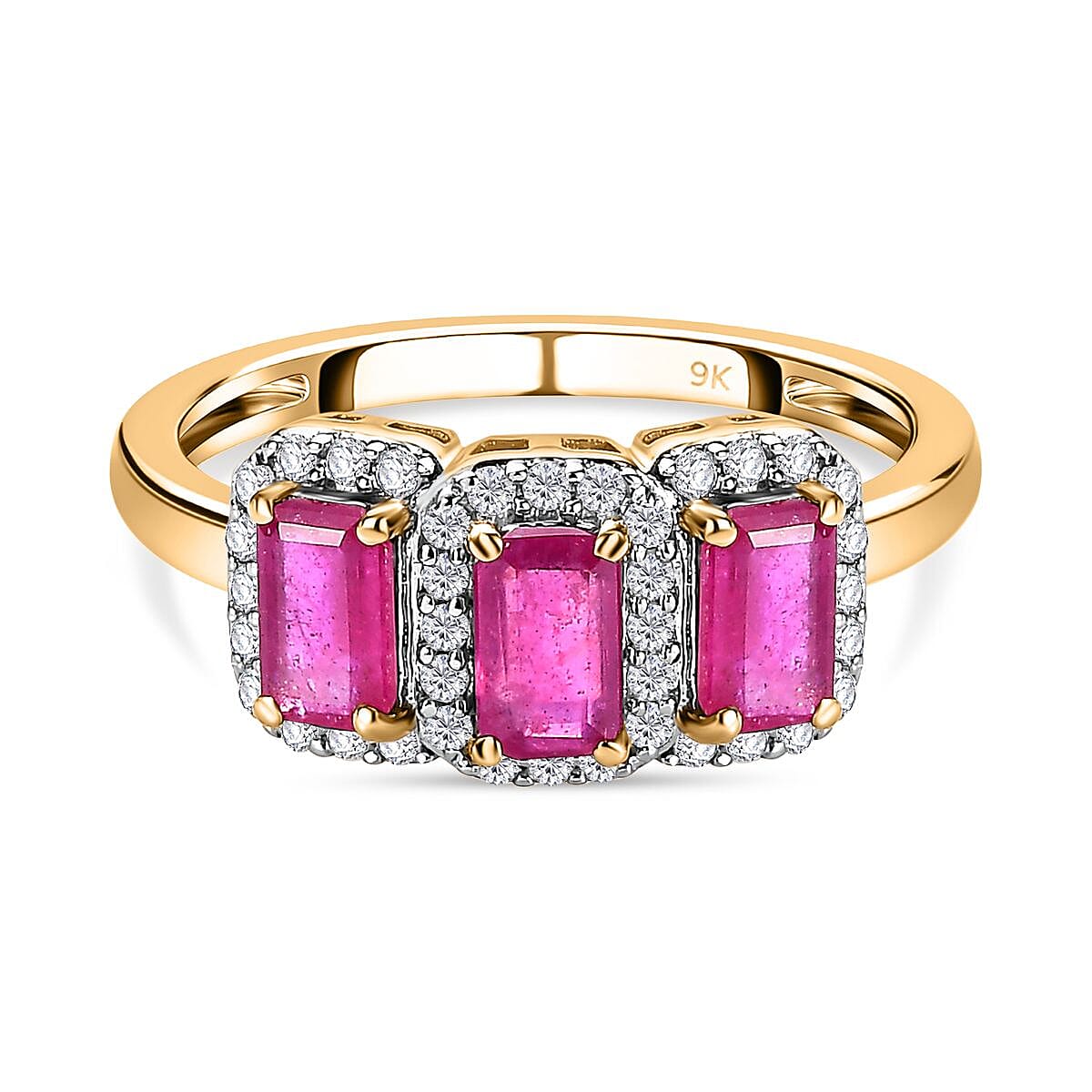 9K Yellow Gold African Ruby &amp; Moissanite Ring 1.62 Ct. 7632841 0