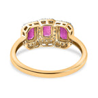 9K Yellow Gold African Ruby & Moissanite Ring 1.62 Ct.