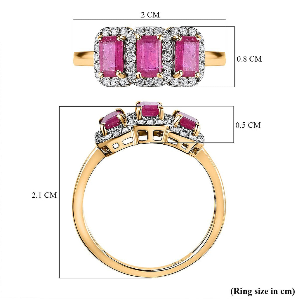 9K Yellow Gold African Ruby & Moissanite Ring 1.62 Ct.
