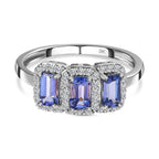 9K White Gold Tanzanite & Moissanite Ring 1.23 Ct.