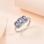 9K White Gold Tanzanite & Moissanite Ring 1.23 Ct.