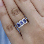 9K White Gold Tanzanite & Moissanite Ring 1.23 Ct.