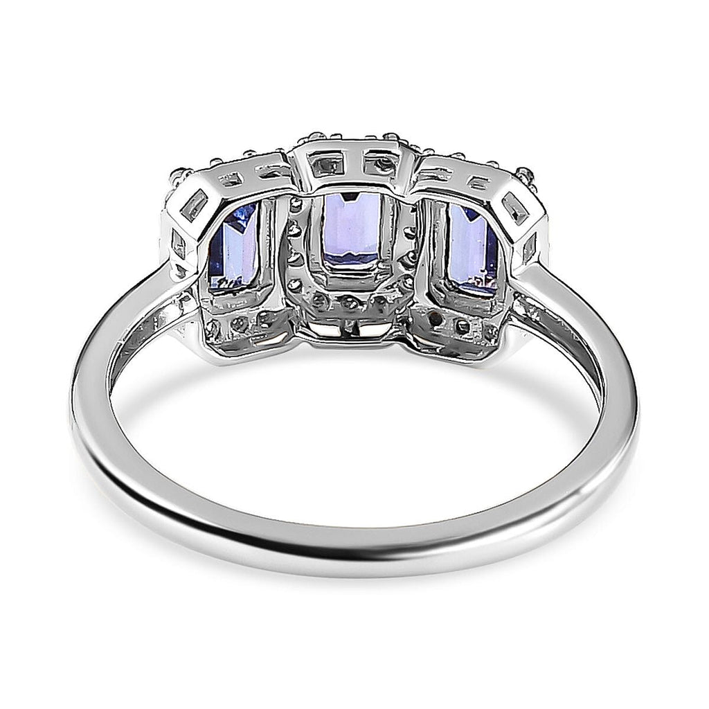 9K White Gold Tanzanite & Moissanite Ring 1.23 Ct.
