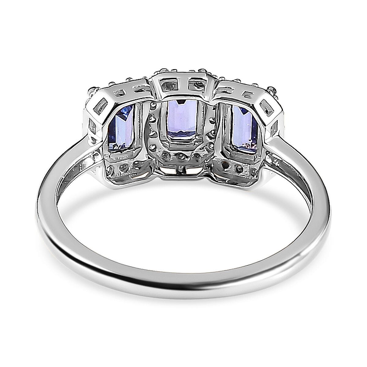 Tanzanite and Moissanite Halo Ring in 9K White Gold 7632861 4