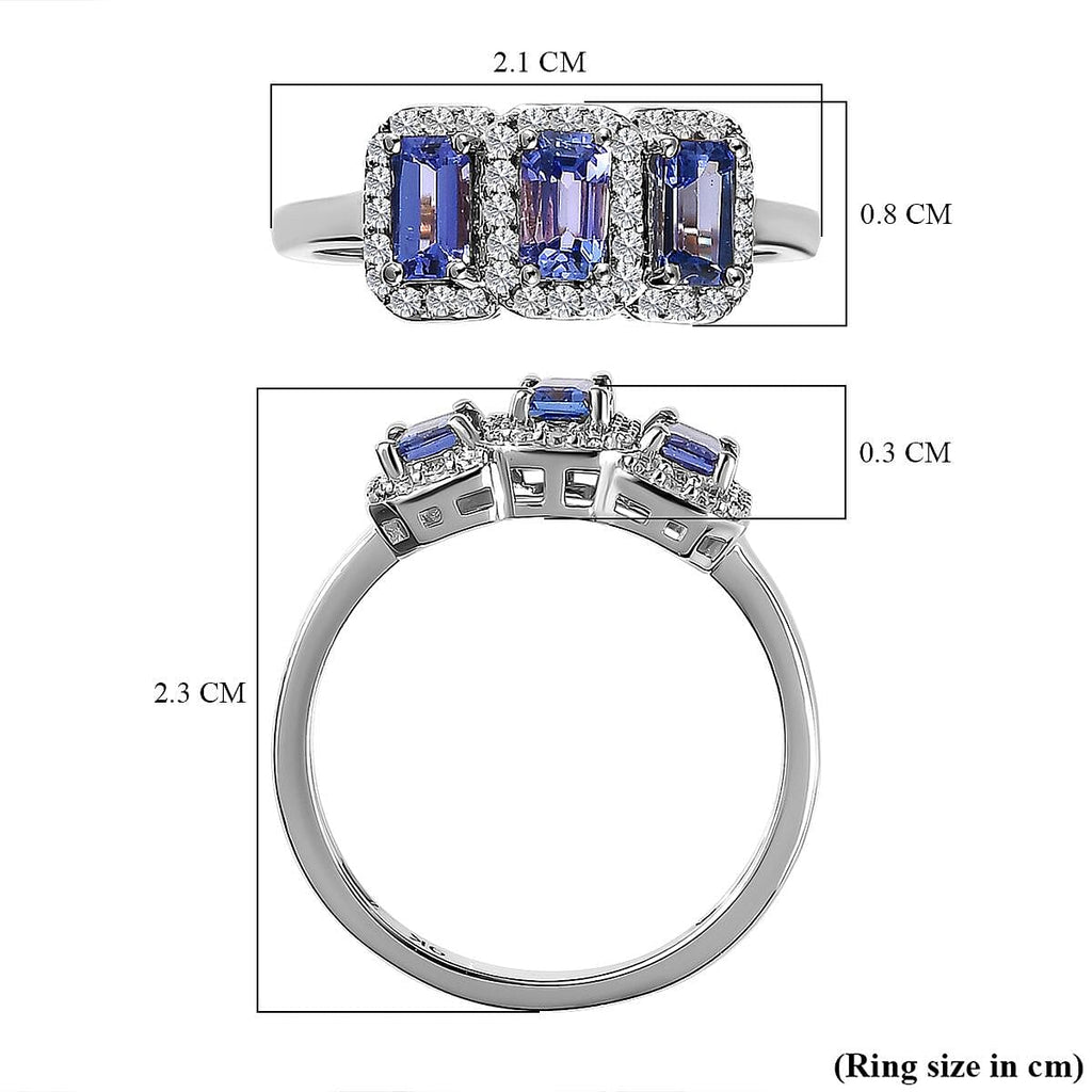9K White Gold Tanzanite & Moissanite Ring 1.23 Ct.