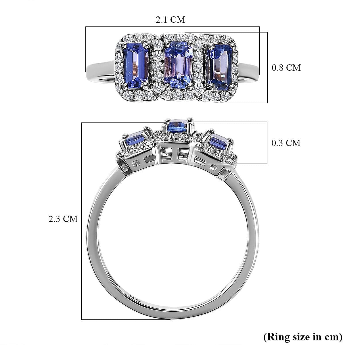 Tanzanite and Moissanite Halo Ring in 9K White Gold 7632861 5