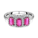9K White Gold African Ruby & Moissanite Ring 1.62 Ct.