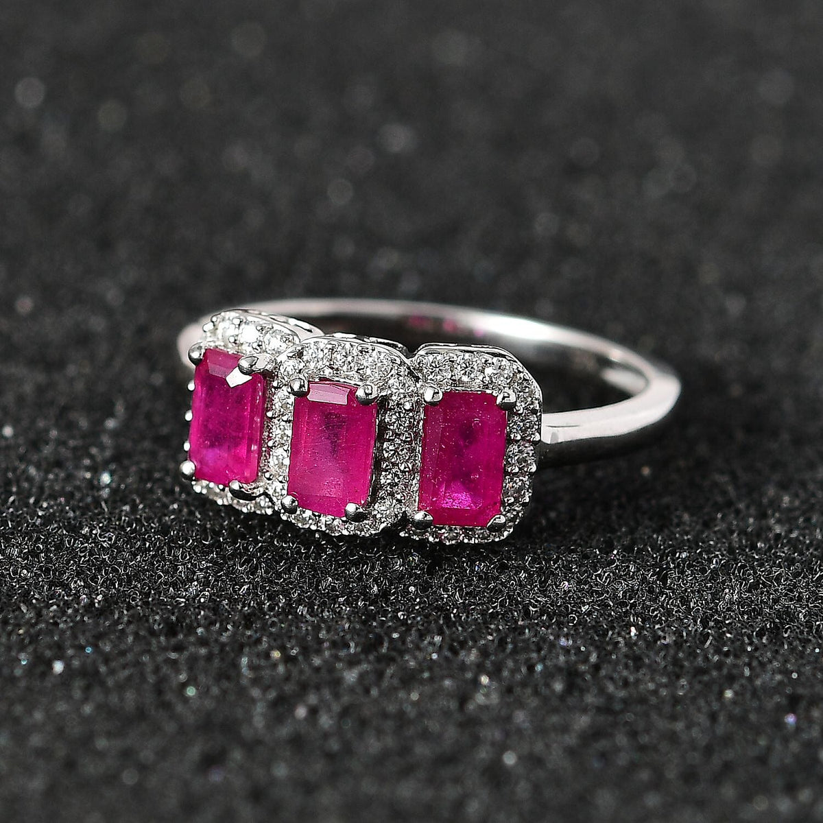 9K White Gold African Ruby &amp; Moissanite Ring 1.62 Ct. 7632871 1