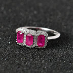 9K White Gold African Ruby & Moissanite Ring 1.62 Ct.
