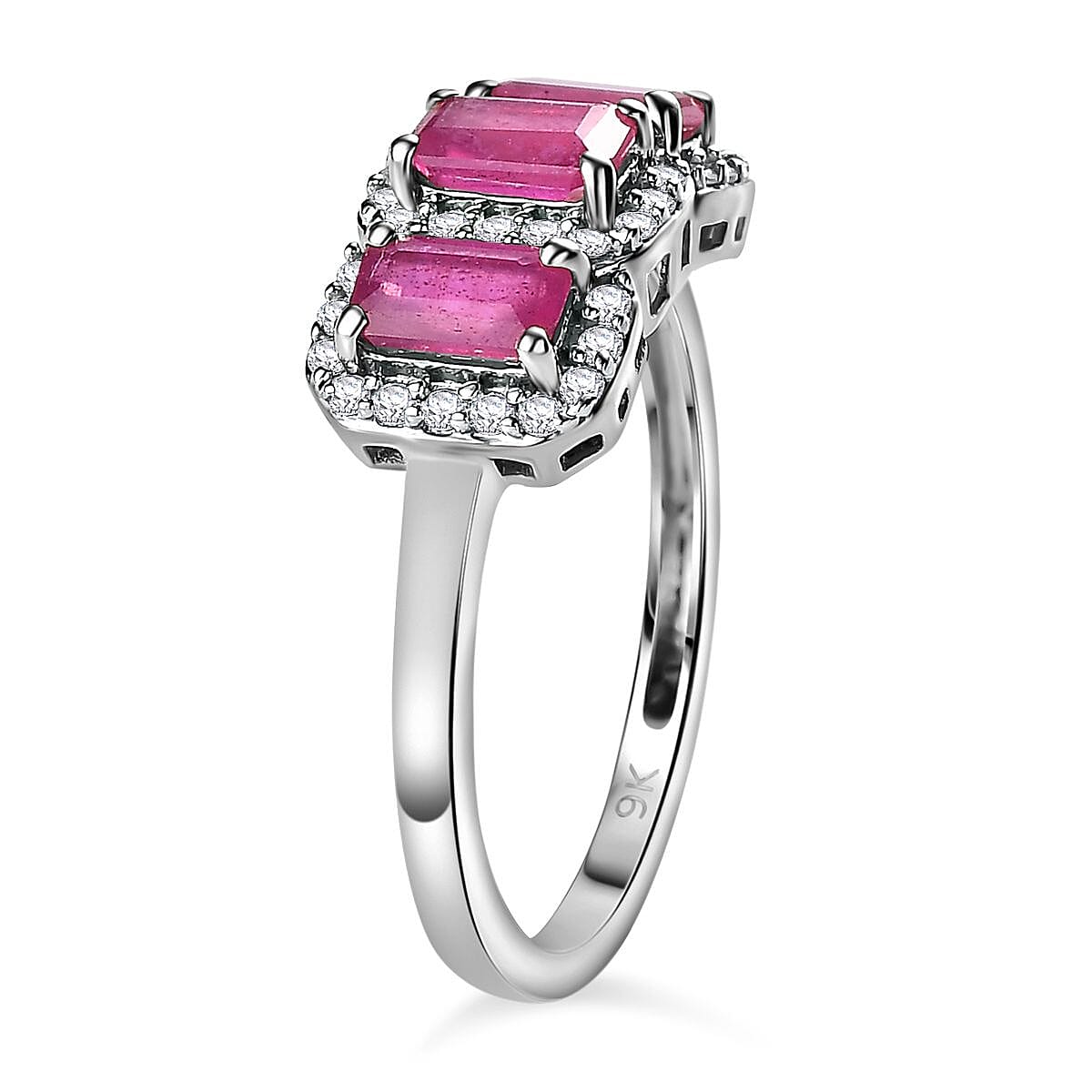 9K White Gold African Ruby &amp; Moissanite Ring 1.62 Ct. 7632871 3