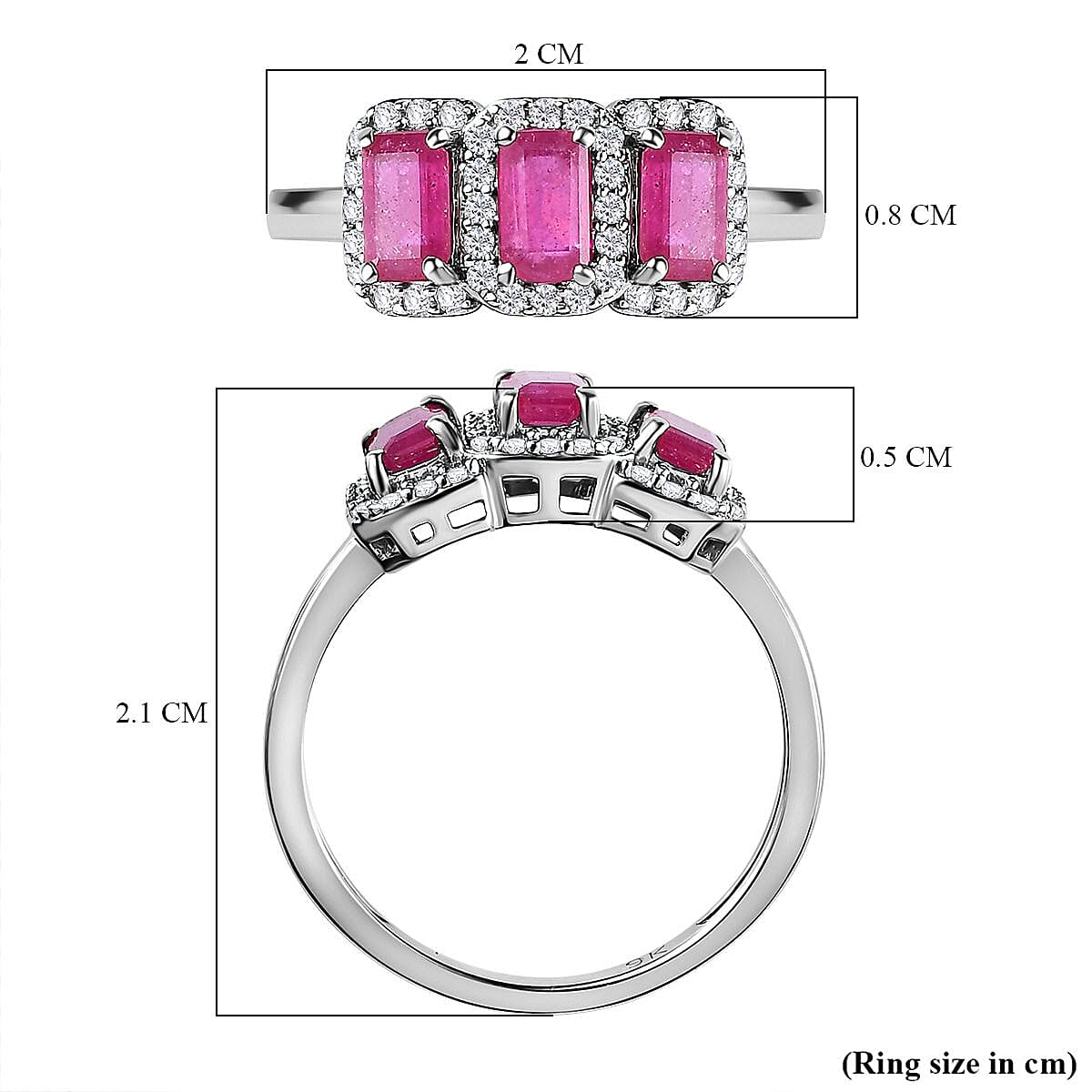 9K White Gold African Ruby &amp; Moissanite Ring 1.62 Ct. 7632871 5