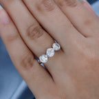 9K White Gold Moissanite 3 Stone Ring 1.28 Ct.