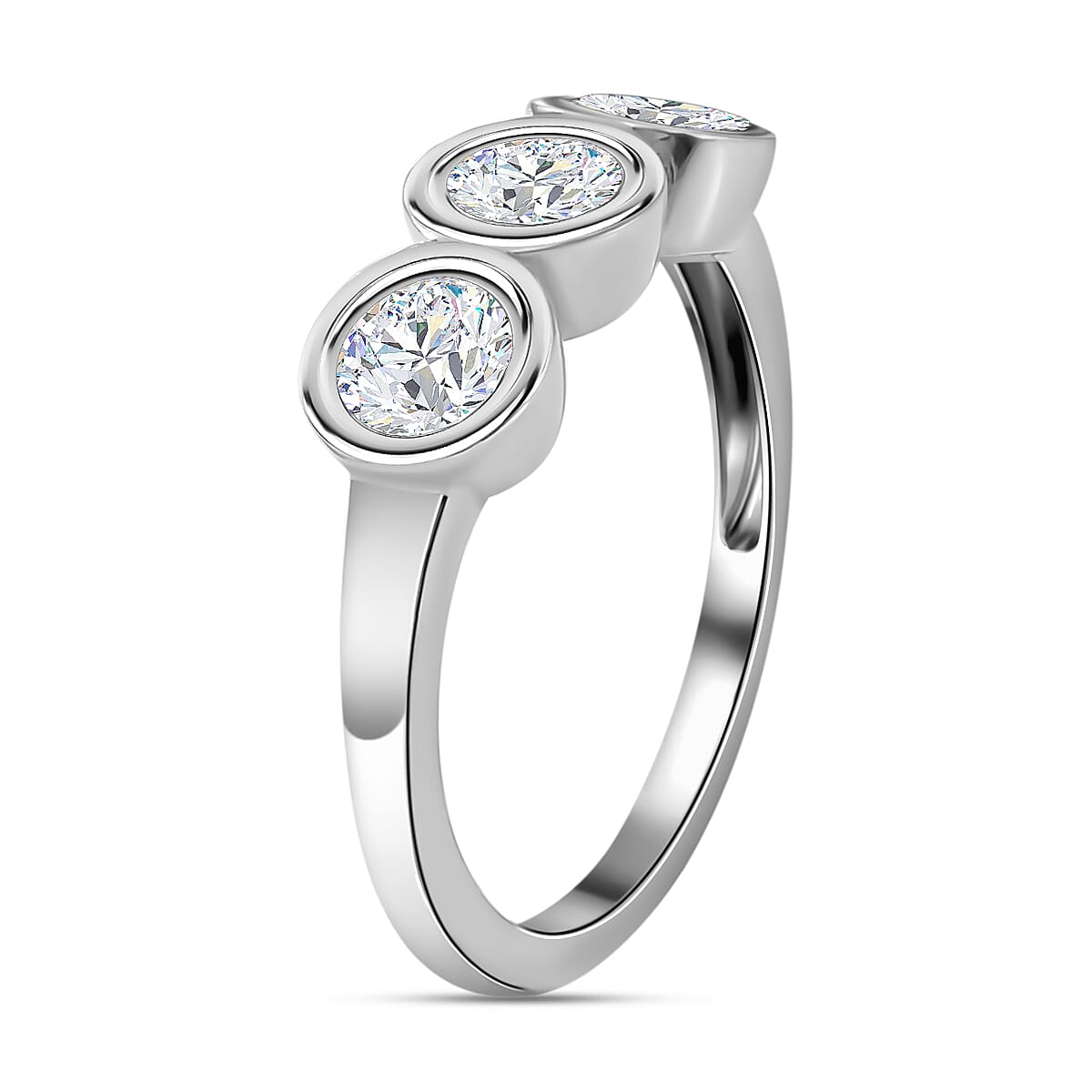9K White Gold Moissanite Trilogy Ring 1.28 Ct. V32512611 4