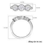 9K White Gold Moissanite 3 Stone Ring 1.28 Ct.